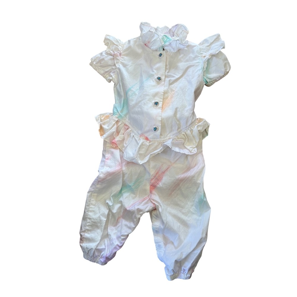Vintage 80s/90s Katiti‎ colorful ruffle jumpsuit